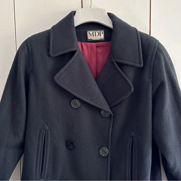 VTG 90s MDP Wool Pea Coat M-L Double Breasted Navy Fisherman Academia - Picture 4 of 8